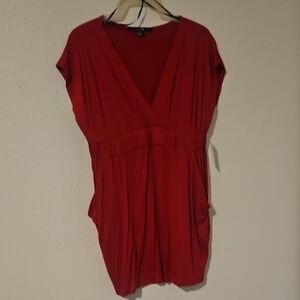 Forever 21 Deep Red V-Neck Blouse